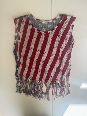 Cloud Chaser Red, White & Blue Fringe Tank Top